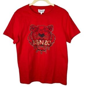 Kenzo Classic Red Embroidered Tiger Short Sleeve Top Size S